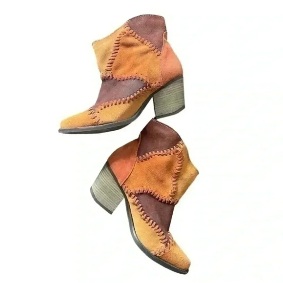 Musse & Cloud NWOB Women's Jaeda Patchwork Suede Ankle Cowboy Bootie Size‎ 6 - Picture 3 of 10